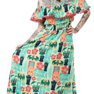 SOURPUSS KREEP A TIKI FIESTA MAXI DRESS L